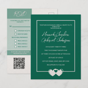 Wedding RSVP Card with Invitation and QR Code