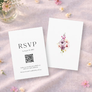 Wedding RSVP Card with QR Code   Elegant Floral