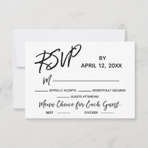 Wedding RSVP Casual Handwriting with Menu Choices