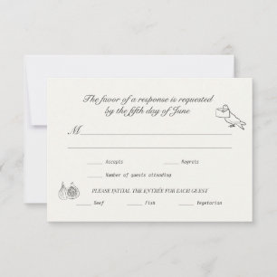Wedding RSVP Charcoal Linen Illustrated Card