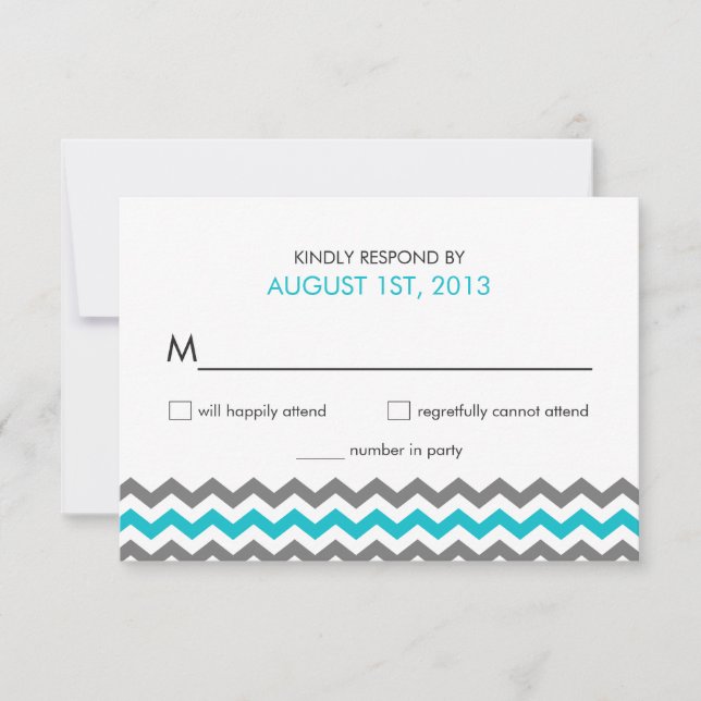 Wedding RSVP Chevron Zigzag Reply Cards (Front)