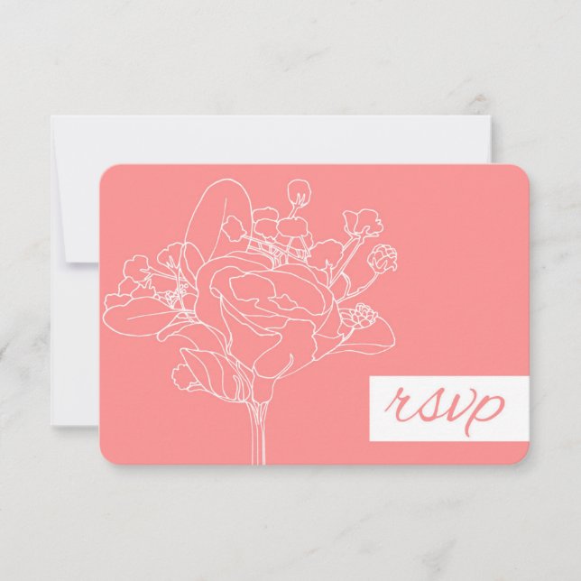 Wedding RSVP (Coral) Card (Front)