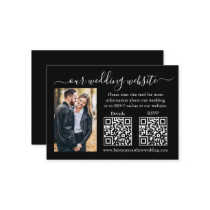 Wedding RSVP Details Photo 2 QR Black Enclosure Card