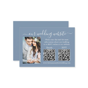 Wedding RSVP Details Photo 2 QR Dusty Blue Enclosure Card