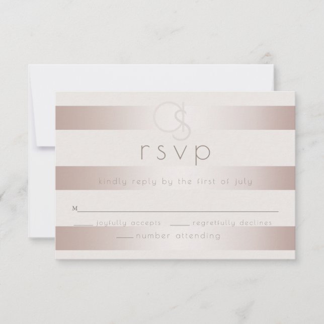 Wedding RSVP |  Elegant Modern Blush Pearl Stripes (Front)