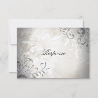 Wedding RSVP Elegant Vintage Foliage & Swirl Card