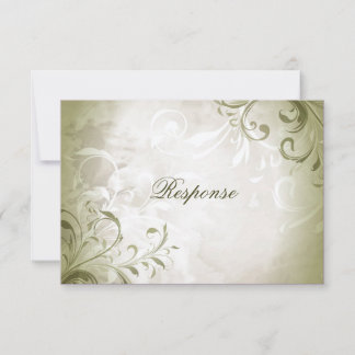 Wedding RSVP Elegant Vintage Foliage & Swirl Card