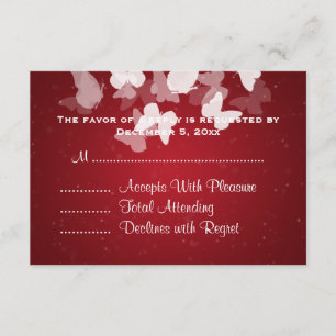 Wedding RSVP Elusive Butterflies Red