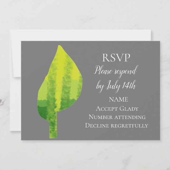 Wedding RSVP green eco nature leaf Invitation (Front)