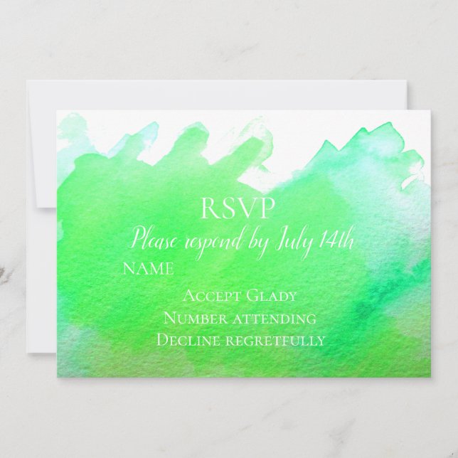 Wedding RSVP green modern watercolor RSVP Invitation (Front)