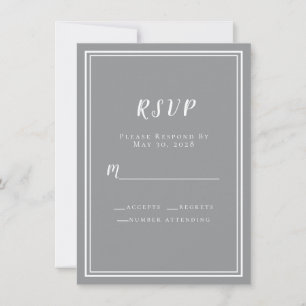 Wedding RSVP Grey White Simple Modern Minimalist