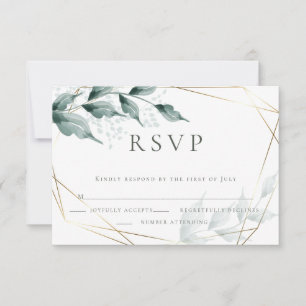 Wedding RSVP   Greyed Jade Green Botanical Card