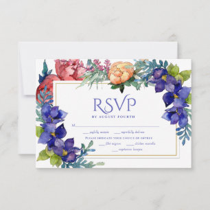 Wedding RSVP   Happiness Watercolor Floral Card