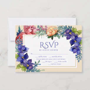 Wedding RSVP Happiness Watercolor Floral Card