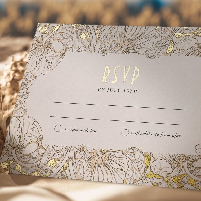 Wedding RSVP Insert Victorian Pimpernel Foil Invitation Postcard (Creator Uploaded)