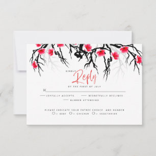Wedding RSVP Japanese Blossom Branch Floral Card