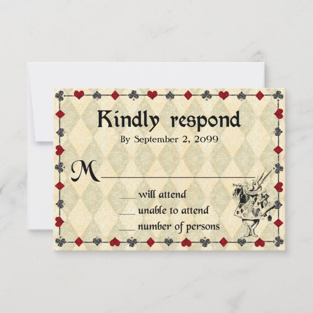 Wedding RSVP Kindly Respond,Alice in Wonderland Card (Front)