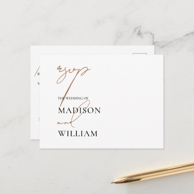 Wedding RSVP Minimalist White Meal Choice Postcard (Front/Back In Situ)