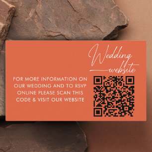 Wedding RSVP Modern bold orange QR code Enclosure Card
