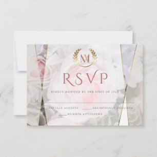 Wedding RSVP Modern Geometric PinkRose Card