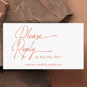 Wedding RSVP Modern orange text QR code  Enclosure Card