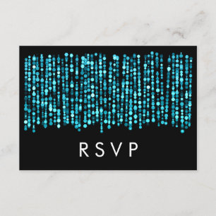 Wedding RSVP Modern Turquoise Lights Card
