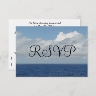 Wedding RSVP Ocean Waves Fluffy White Clouds