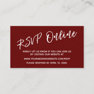 Wedding RSVP Online Casual Handwriting Burgundy Enclosure Card