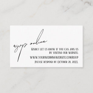 Wedding RSVP Online Casual Handwriting White Enclosure Card