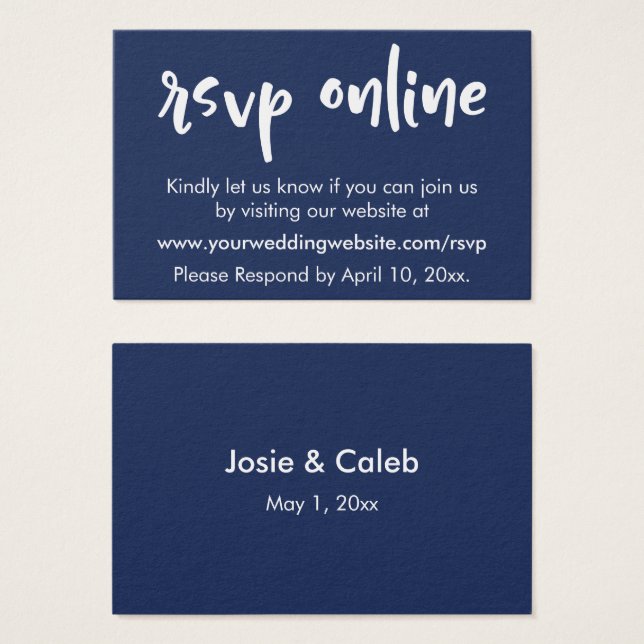 Wedding RSVP Online Casual Insert, Black/White, 11 (Front & Back)