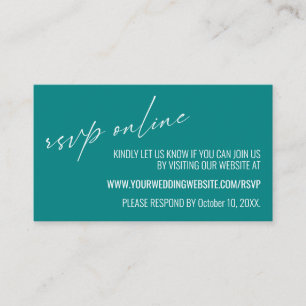 Wedding RSVP Online Contemporary Teal Enclosure Card