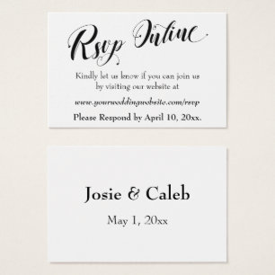 Wedding RSVP Online Insert Black Script, White, 02
