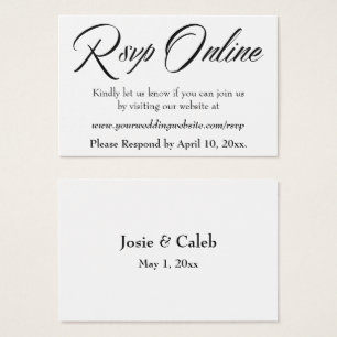 Wedding RSVP Online Insert Black Script, White, 03