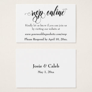 Wedding RSVP Online Insert Black Script, White, 05