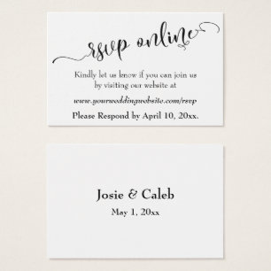 Wedding RSVP Online Insert Black Script, White, 06