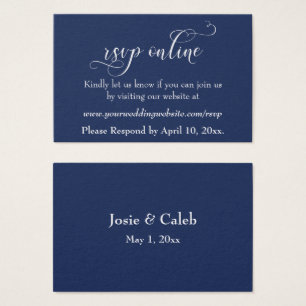 Wedding RSVP Online Insert Black Script, White, 08