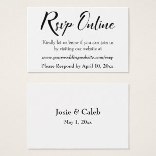 Wedding RSVP Online Insert Black Script, White, 13