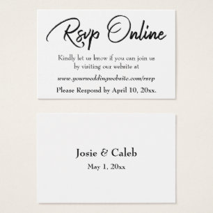 Wedding RSVP Online Insert Black Script, White, 15