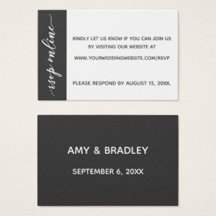 Wedding RSVP Online Insert Dark Grey & White