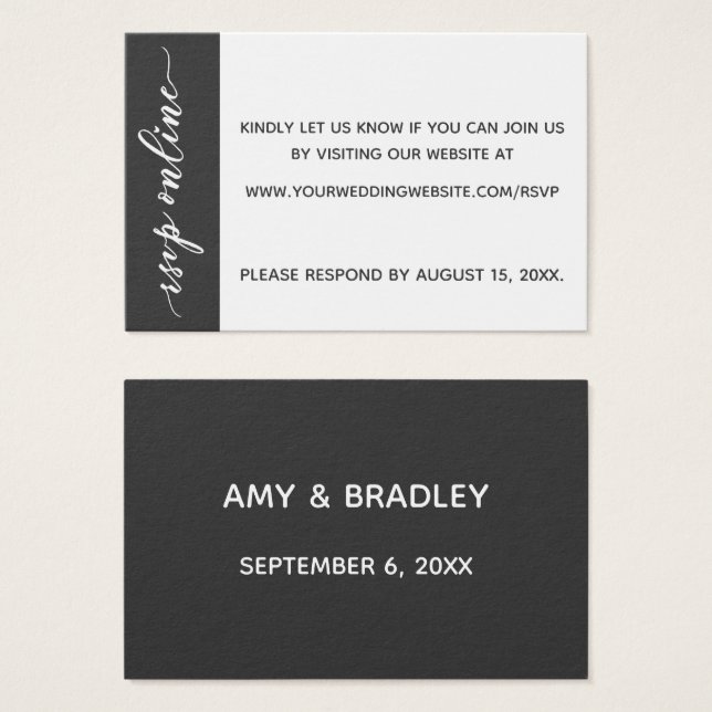 Wedding RSVP Online Insert Dark Grey & White (Front & Back)
