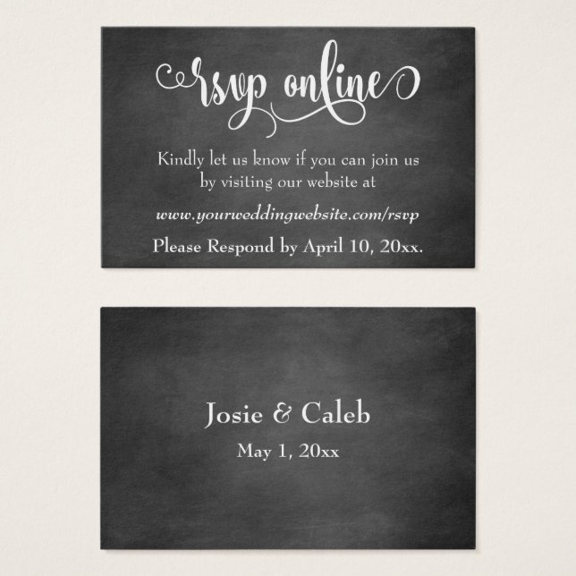 Wedding RSVP Online Insert Script over Chalkboard (Front & Back)