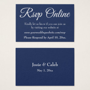 Wedding RSVP Online Insert White Script & Navy, 09