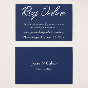 Wedding RSVP Online Insert White Script & Navy, 16
