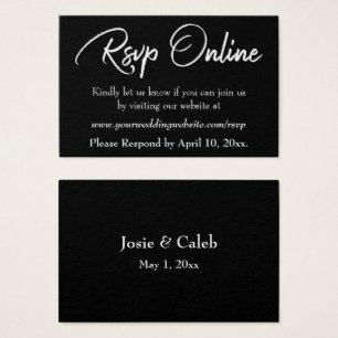 Wedding RSVP Online Insert White Script over Black