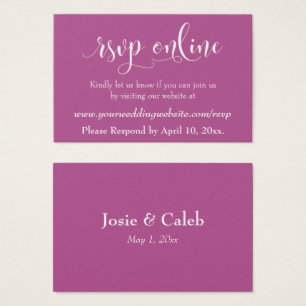 Wedding RSVP Online Insert White Script over Pink