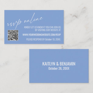 Wedding RSVP Online QR Code Periwinkle Blue Enclosure Card