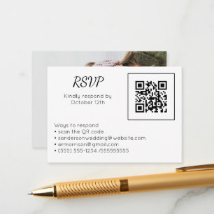 Wedding RSVP Online QR Code Photo Enclosure Card