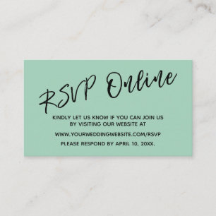 Wedding RSVP Online Simple Light Green Card