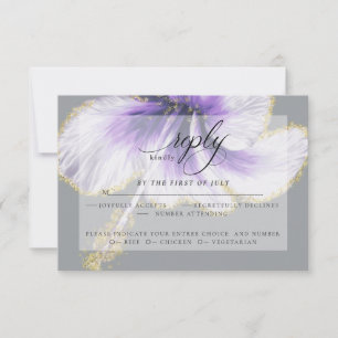 Wedding RSVP Purple Watercolor Hibiscus Flower Card