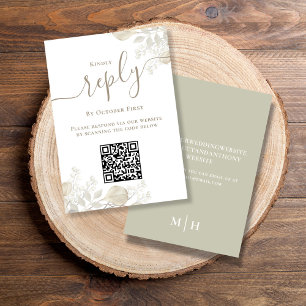 Wedding RSVP QR Code Elegant Sage Greenery
